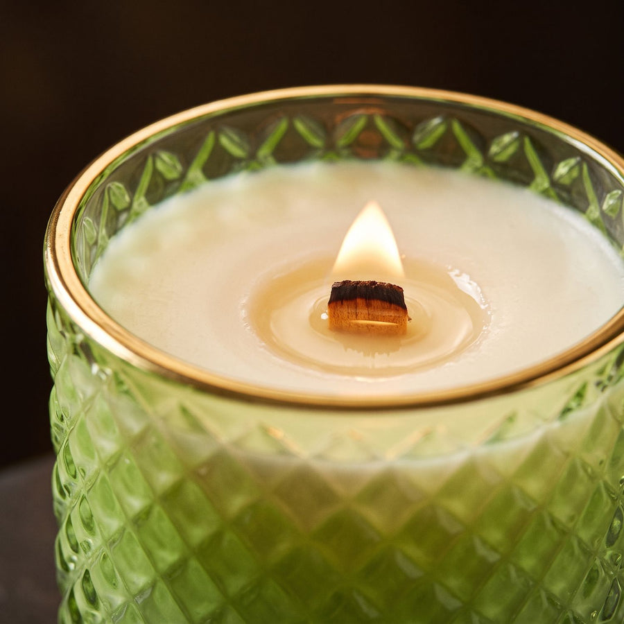 Close-up of the Bamboo Jungle
candle's flame and melting wax