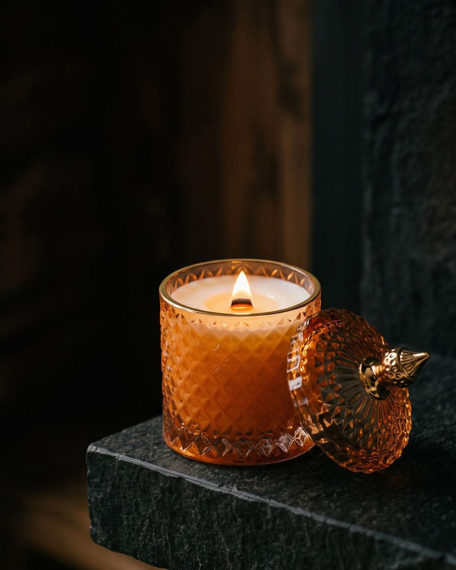 Tropical Bouquet
candle by Lili & Koi, Gardenia & Plumeria
, lit on dark stone