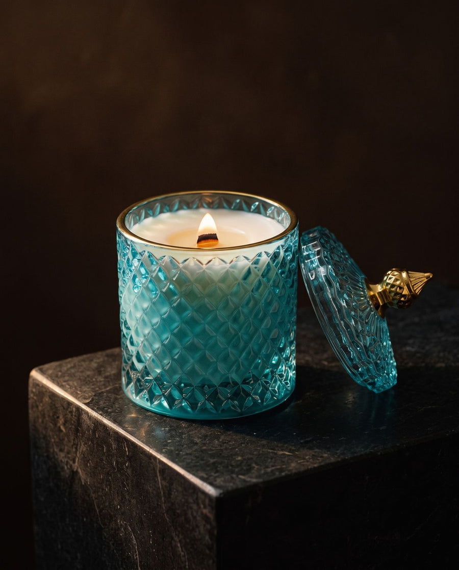Ocean Breeze
candle by Lili & Koi, Coconut & Eucalyptus
, lit on dark stone