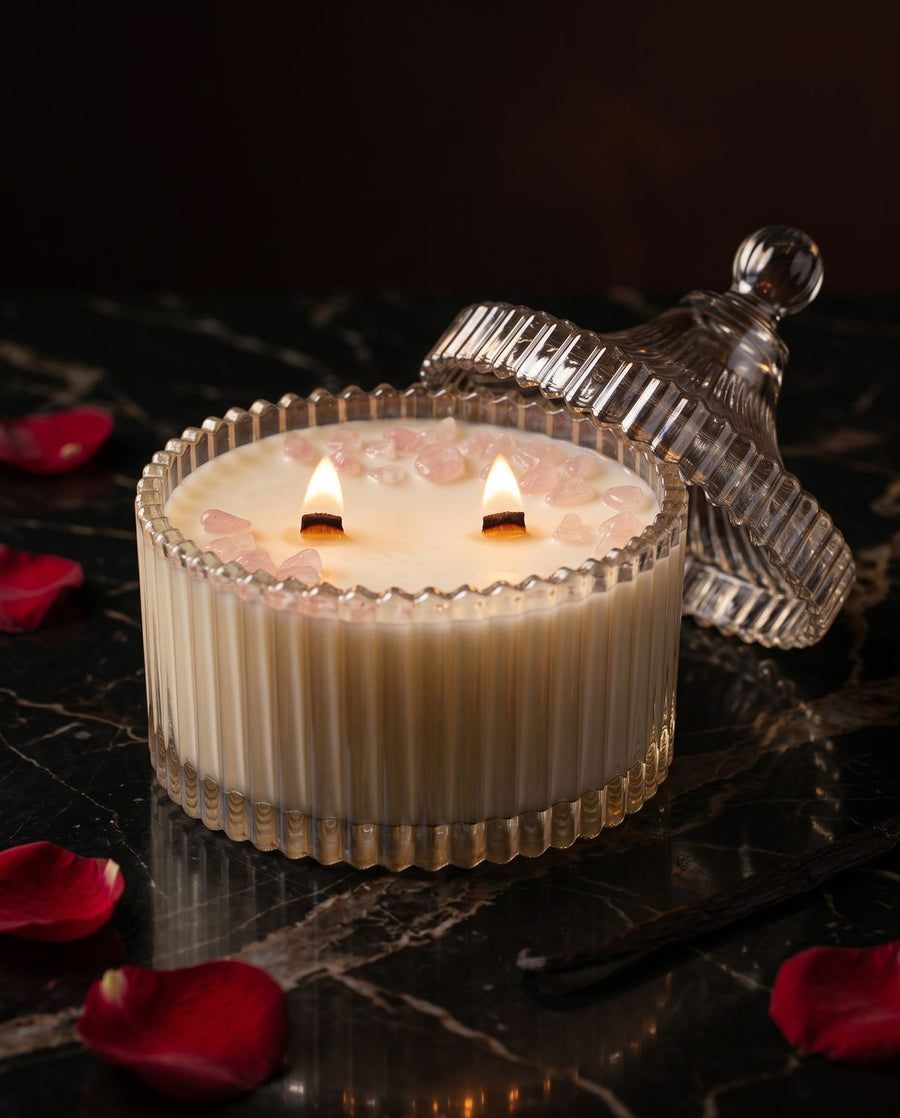 Love
 candle by Lili & Koi, styled with its scent notes