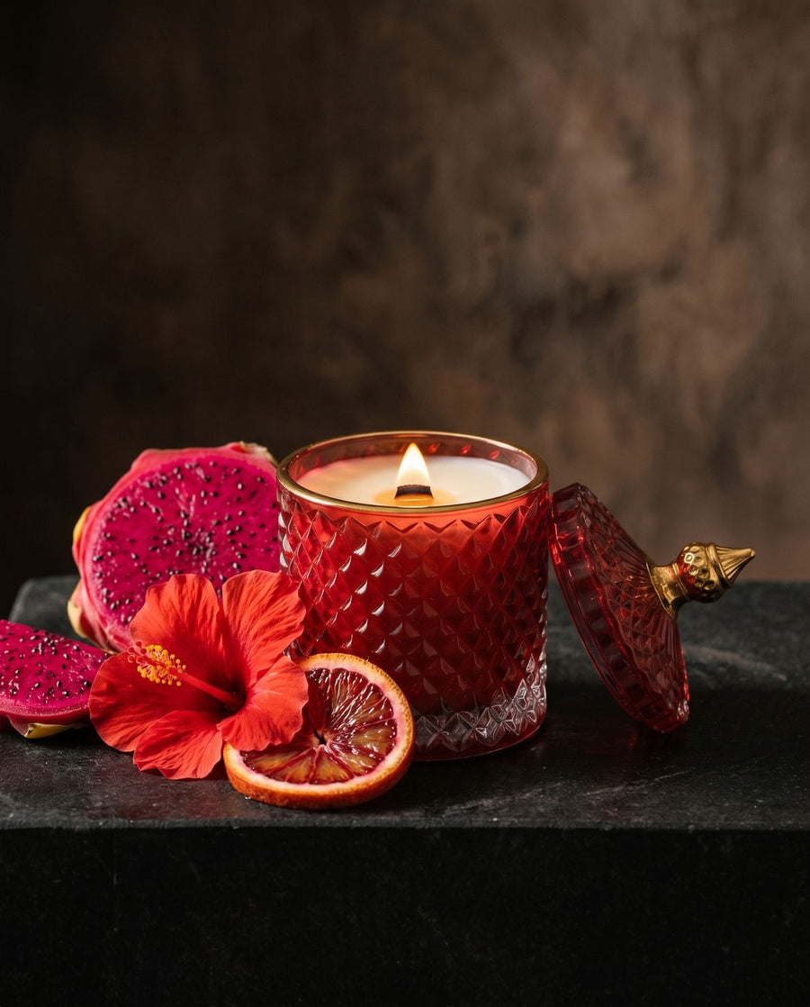 Paradise Punch
 candle by Lili & Koi, styled with its scent notes